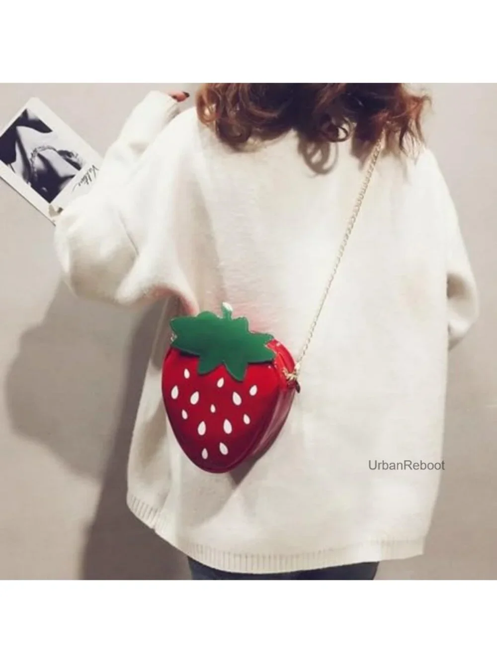 Strawberry PU Leather Crossbody Purse Novelty Mini Girls Handbag